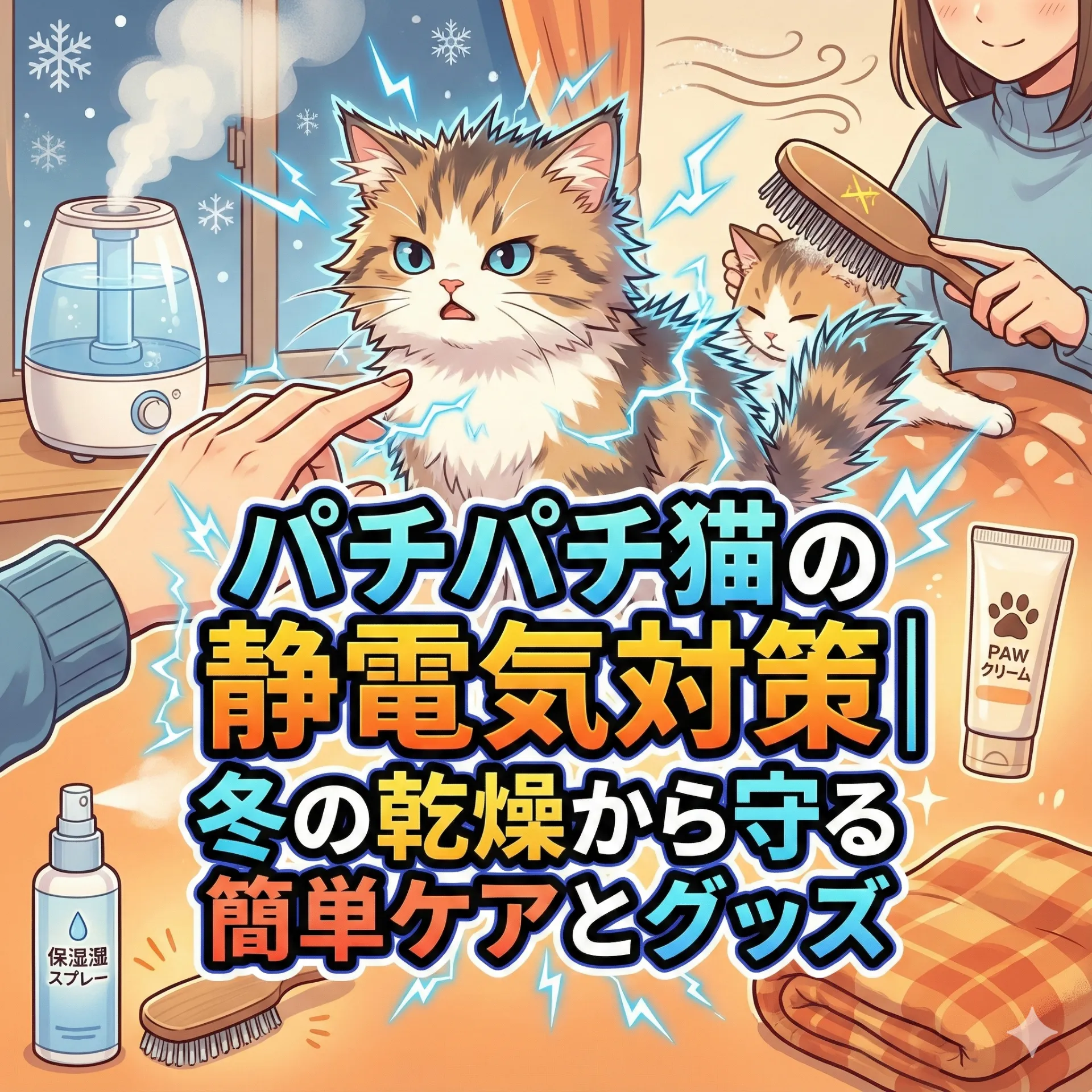 パチパチ猫の静電気対策｜冬の乾燥から守る簡単ケアとグッズ