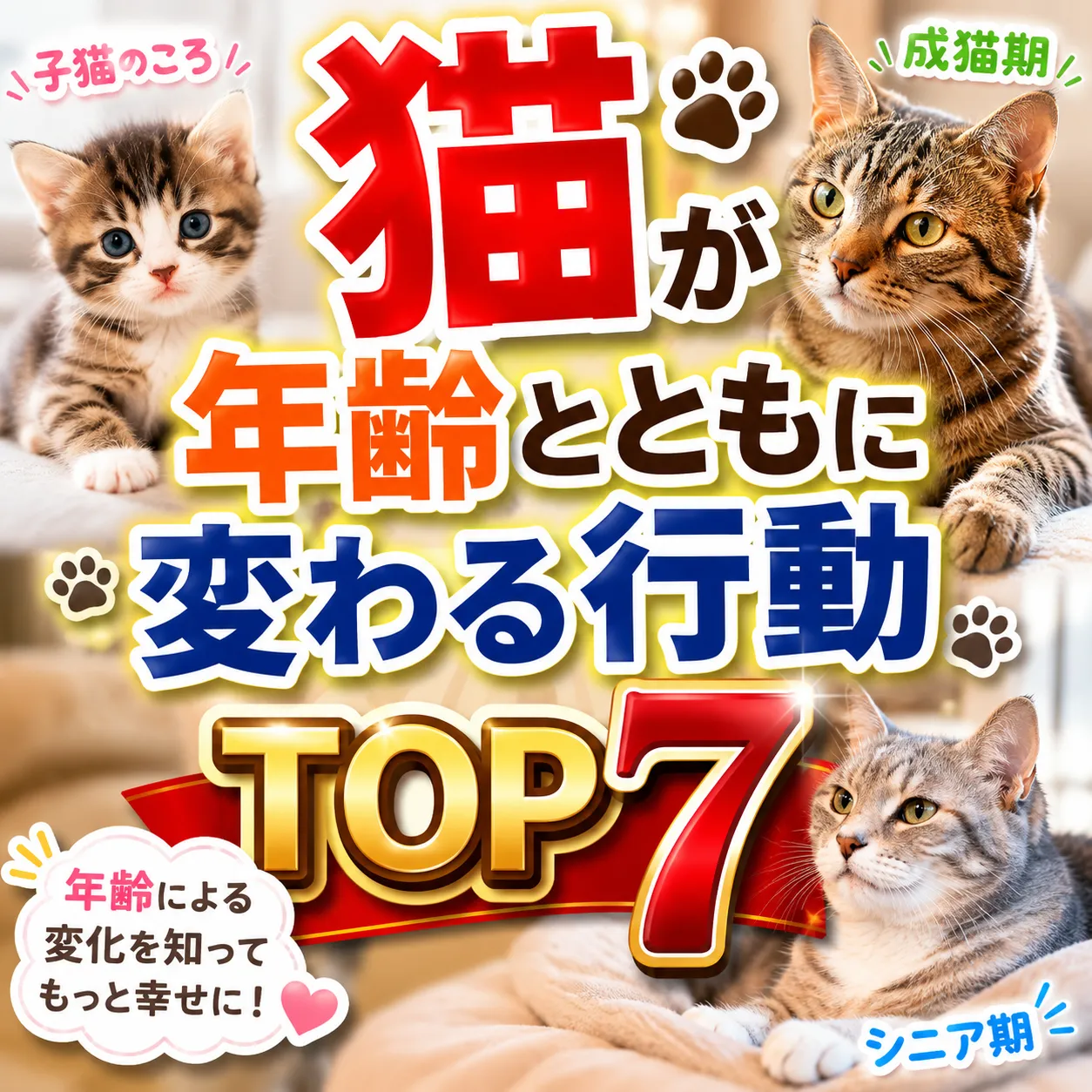 猫が年齢とともに変わる行動TOP7