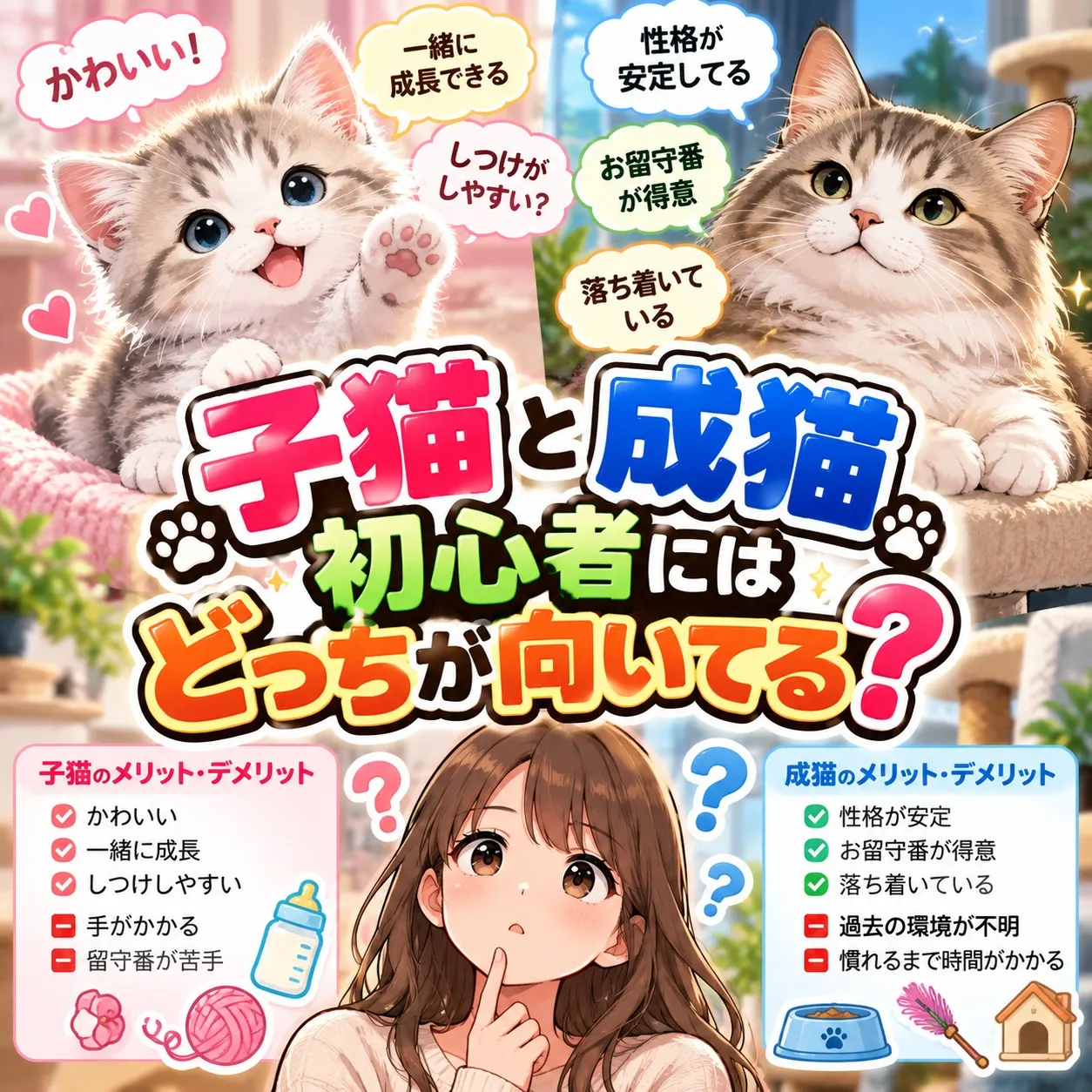 子猫と成猫、初心者にはどっちが向いてる？