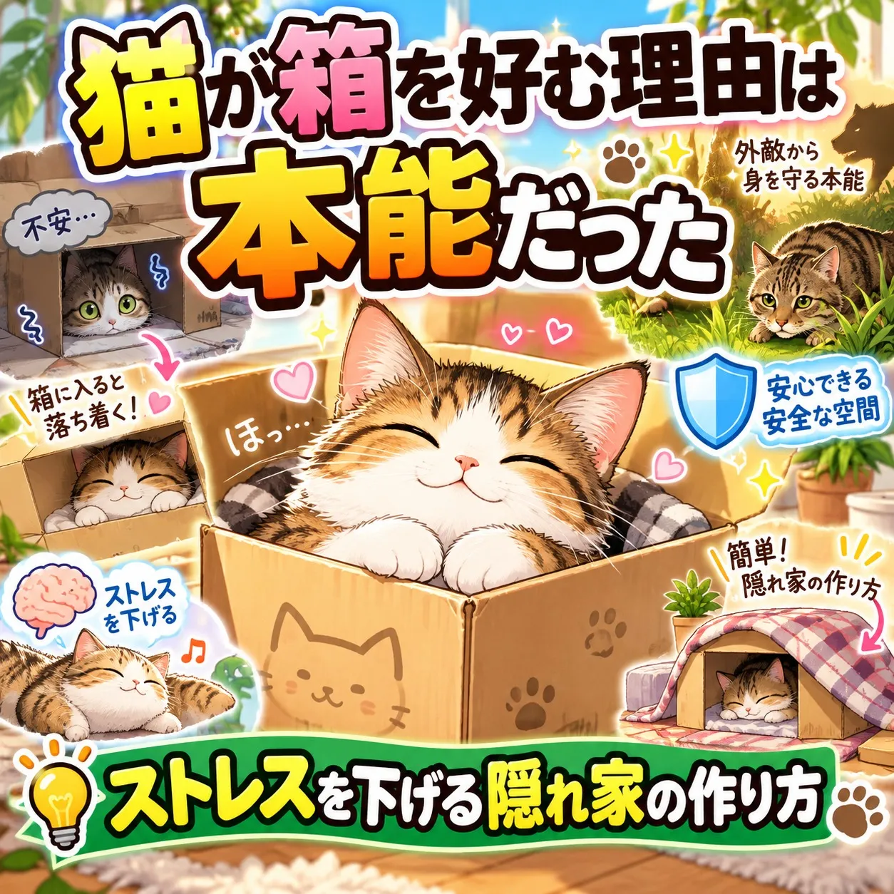 猫が箱を好む理由は本能だった｜ストレスを下げる隠れ家の作り方