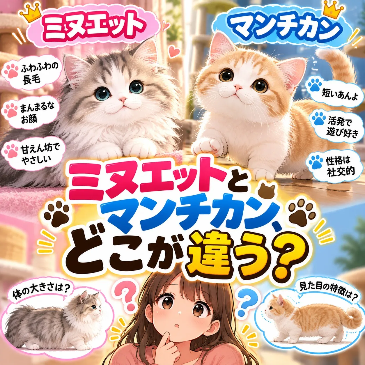 ミヌエットとマンチカン、どこが違う？